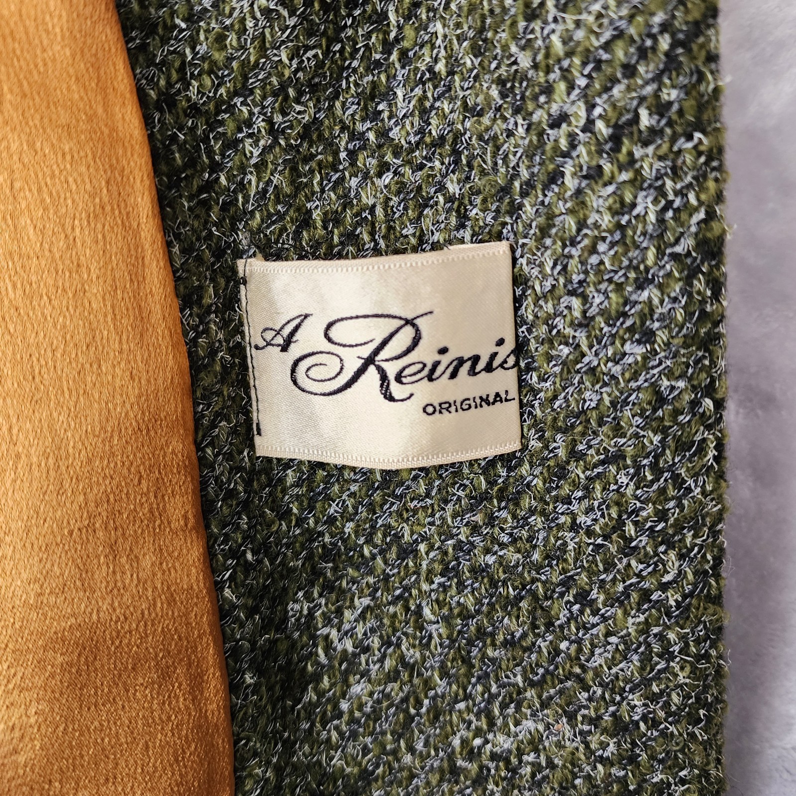 Vintage Wool Fur Coat Womens Medium Abraham Straus Olive Green Black Collar 