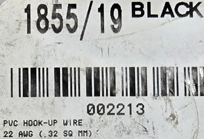 Alpha 1855/19 #22awg 19x34T PVC Hook-Up Wire MIL-W-16878E 105C/600V Black /50ft