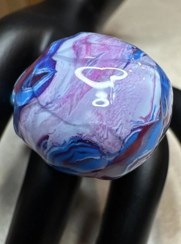 Anillo planeta grueso artesanal de arcilla polimérica resina joyería cuentas magenta Jason Steig JS Foto 4 de 4