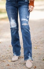 Judy Blue Distressed Bootcut Mid Rise Jeans Slim Fit Denim Size 9/29 NWT