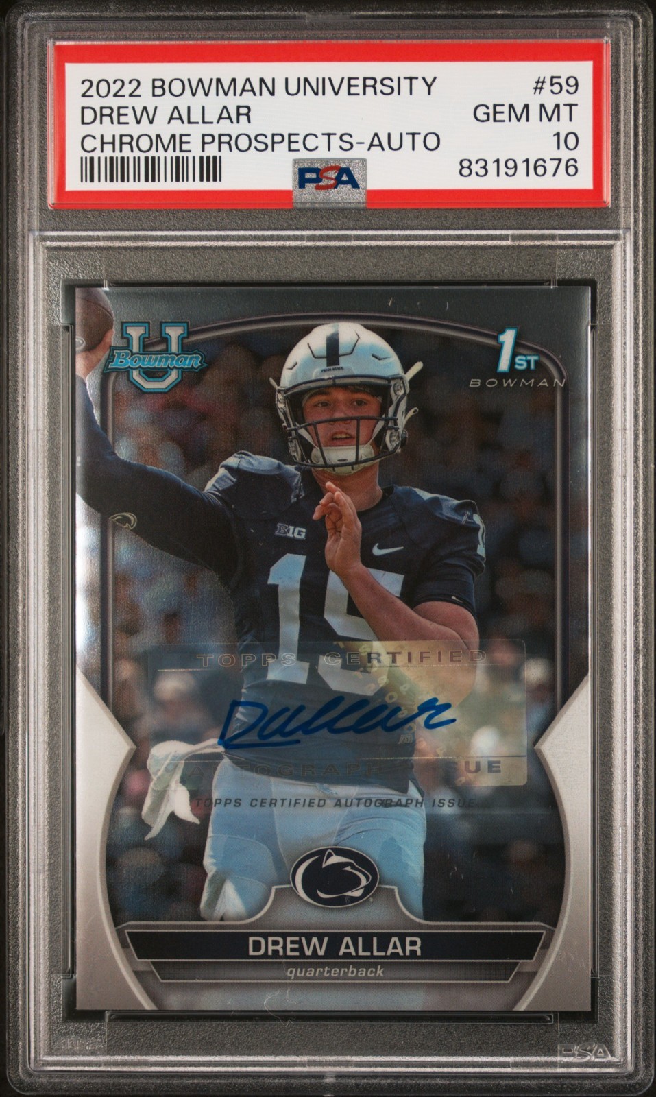 2022 Bowman U Chrome Drew Allar 1st Bowman Prospect Auto 59 PSA 10 Gem Mint (76)