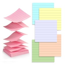 Pop Up Sticky Notes, 3x3 Inch Lined, 600 Sheets, Pastel Colors, Office Use