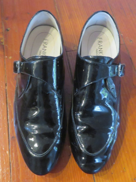 FRANKIE 4 Ladies Black Patent Leather Buckle Brogue SHOES - Sz.10 AUS