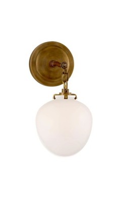 Visual Comfort TOB2225 Katie Small Acorn Sconce Replacement White Glass Shade.