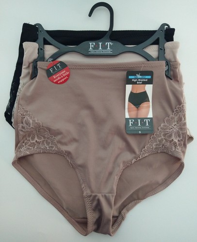 F.I.T. Light Control High Waisted Brief Sz S 3 Pair Lace Sides NEW! MSRP $42.00 - Picture 1 of 3