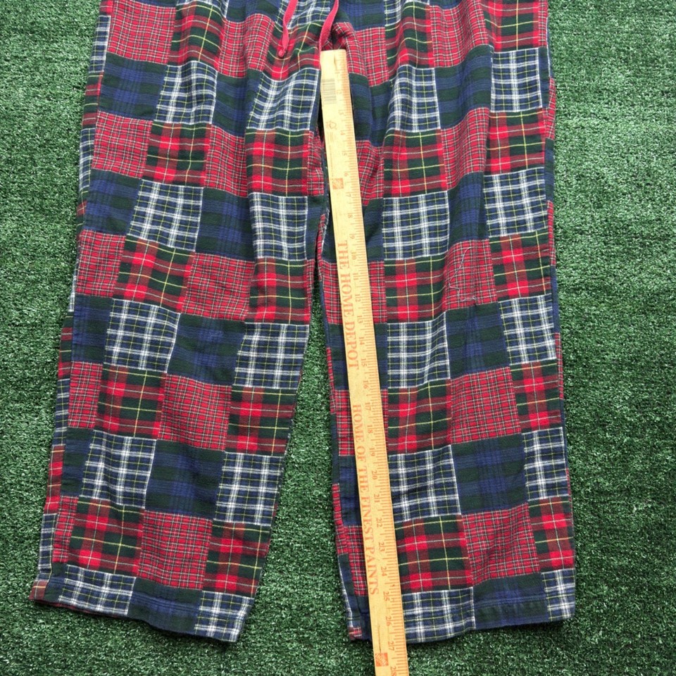 LL Bean Mens XL Flannel Pajama Pants Patchwork Plaid Tartan Drawstring ...