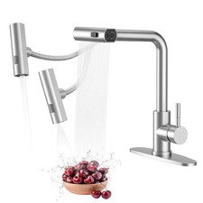 Waterfall Kitchen Sink Faucet with Sprayer: 3 Modes Waterfall/Stream/Sweep P...