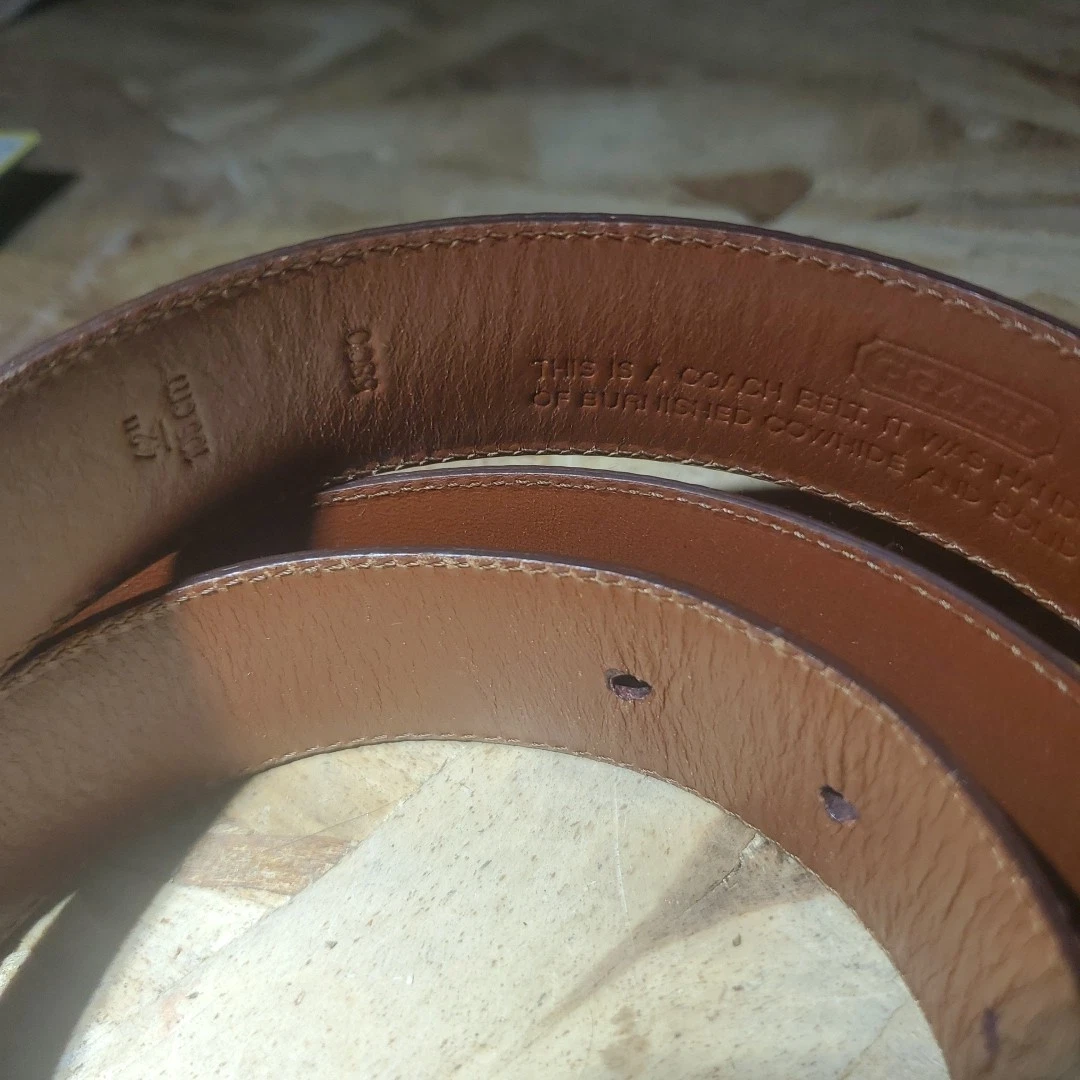 Coach 5800 Burnished Cowhide Brass Buckle Brown Dress Belt Men's 42