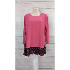 XSMALL LIPSTICK A627427 Attitudes by Renee Knit Top With Pleated Godet Peplum