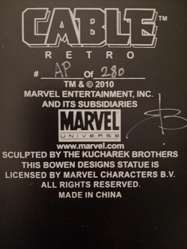 Bowen Designs漫威漫画电缆复古版雕像AP/280签名全新! — 第 2/2 张图片