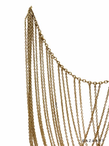 Vintage Multi-Chain Drape BIB Necklace Layered 20" Costume Fashion Statement - 第 6/24 張圖片