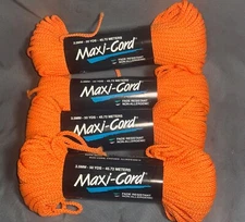 LOT of 4 Maxi-Cord Twisted Polypropylene TRUE ORANGE 3.5mm -50 Yds EA.  Macrame