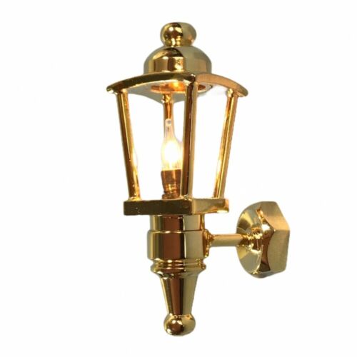 Dollhouse Coach Light Gold Exterior Wall Lamp 12 volt w/Plug 1:12 Scale - Picture 1 of 3