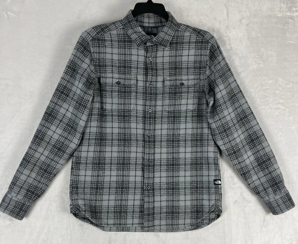 North Face Shirt Men M Gray Plaid Arroyo Flannel 2 Chest Pocket Shacket Outdoor