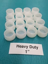 16 Plastic White Patio Chair Table Tube Feet Inserts Cups 1" Glide Caps 1 inch