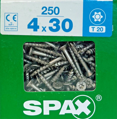 S PAX Edelstahlschraube Rostfrei 4 x 30 mm 250 Stück Teilgewinde Senkkopf T20