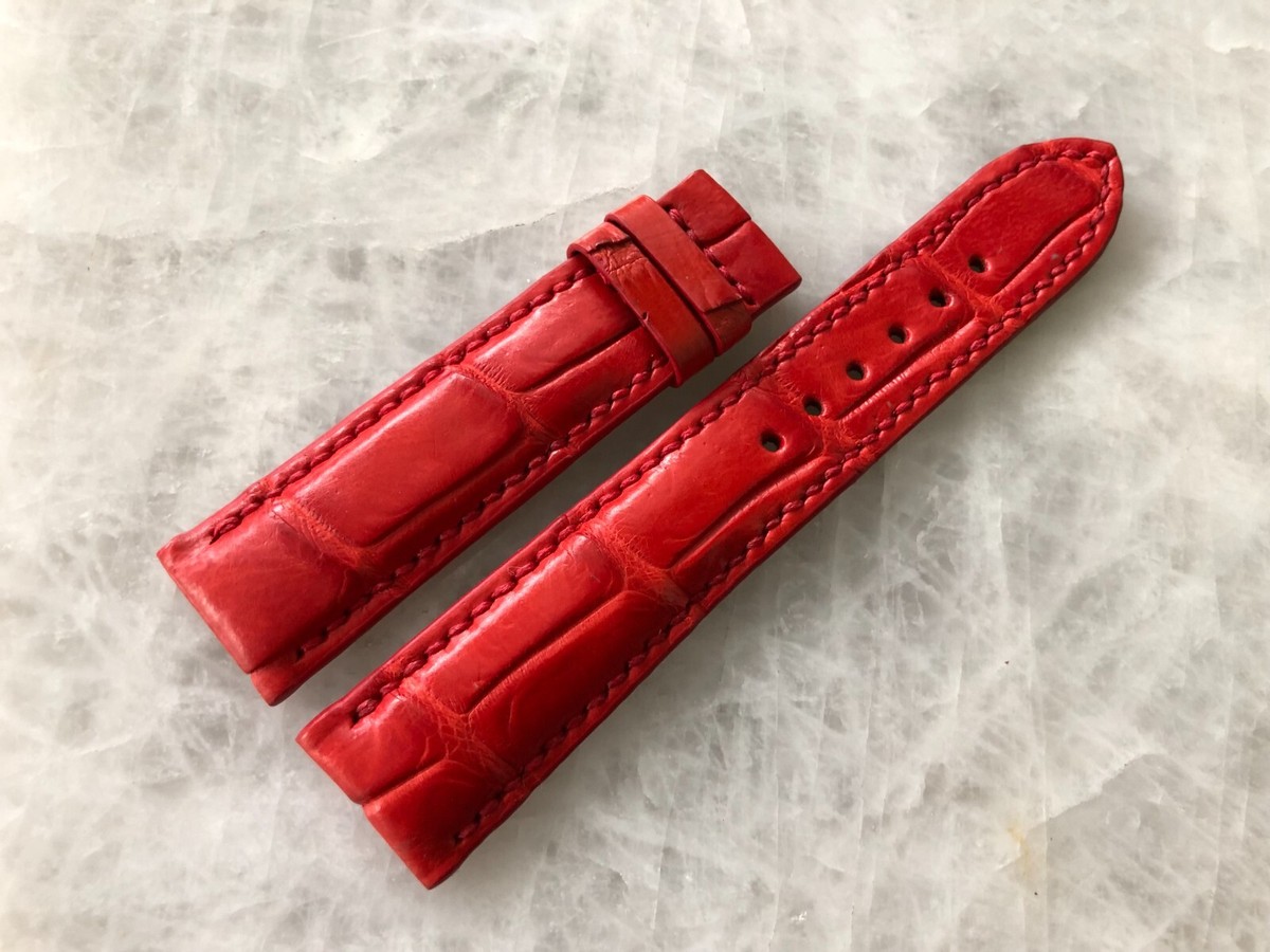 20mm/18mm Red Alligator Crocodile Embossed Leather Watch Strap