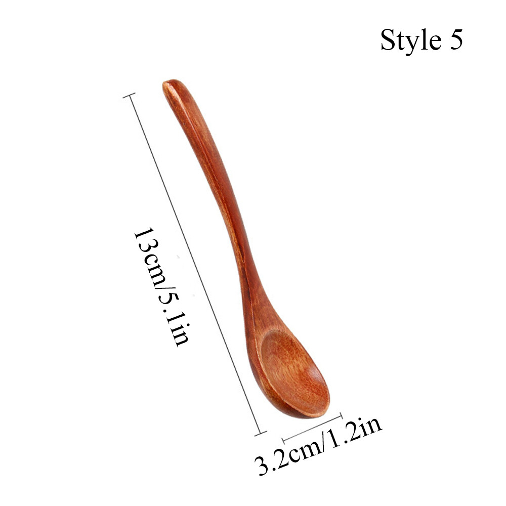 Long Handled Bamboo Cooking Utensil Soup Teaspoon Kitchen Wooden Spoon
