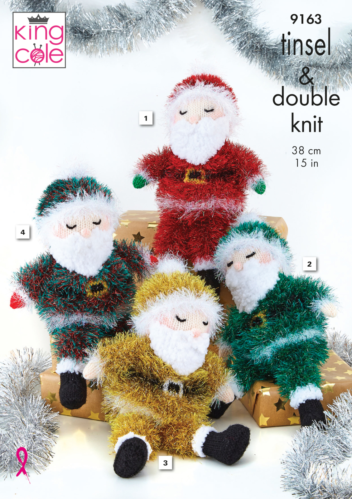 King Cole Tinsel Chunky Knitting Pattern - 9163 Sleeping Santas - Image 5