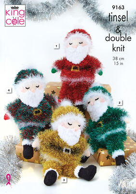King Cole Lametta & DK Strickanleitung schlafender Weihnachtsmann Weihnachtsdeko 9163
