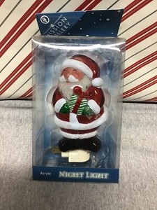Mission Gallery Christmas Glitter Santa Claus Acrylic Night Light NEW NIB