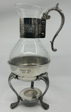 Vintage Silver Plated FB Rogers Coffee Carafe with Warming Stand Glass Carafe