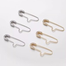 6pcs CZ Pave Safety Pin Charms,Cubic Zirconia Safety Pin Pendants,Pin Charms