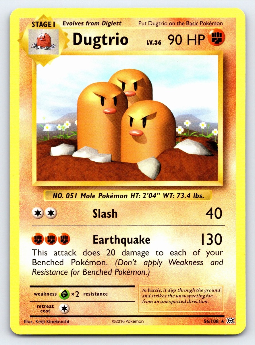 Dugtrio 56/108 Rare XY Evolutions Pokemon Card - NM Near Mint