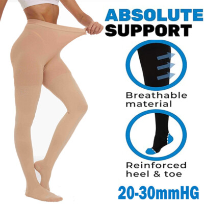 Medical Compression Pantyhose Closed Toe For Women ,Firm Support Hose 20-30 mmHg