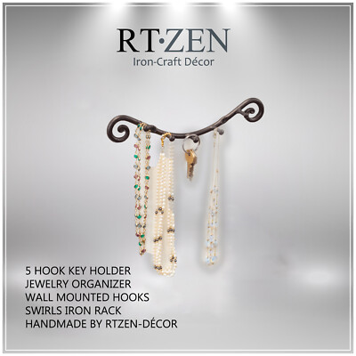 5 Hook Key Holder | Wrought Iron Wall Mounted Hanger | Home Rack Organizer