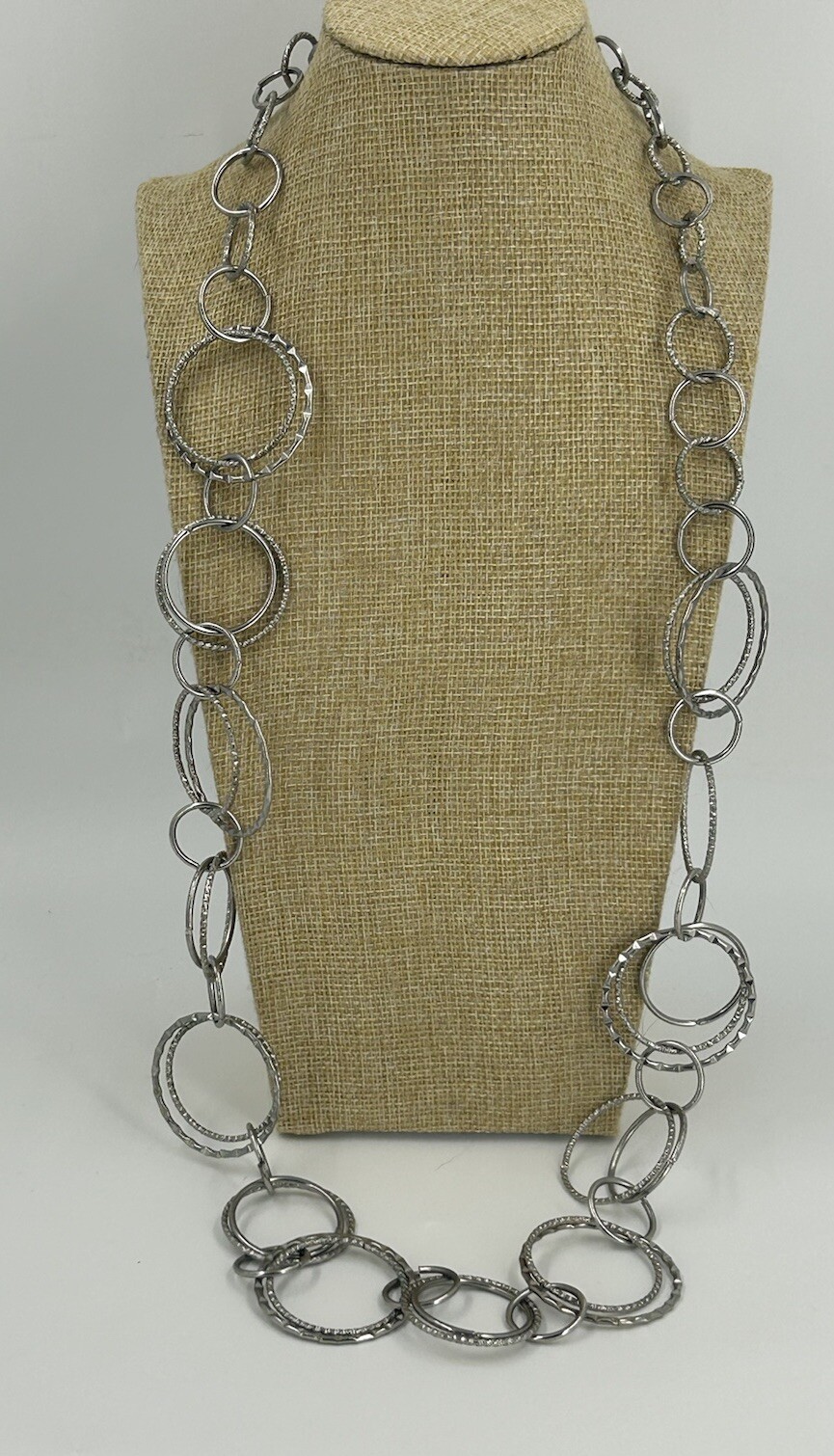 Necklace Womens Silver Tone Interlocking Graduate… - image 1