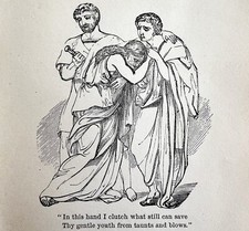 Virginia Save Thy Gentle Youth Sacrifice Woodcut Printing 1882 Victorian DWEE18