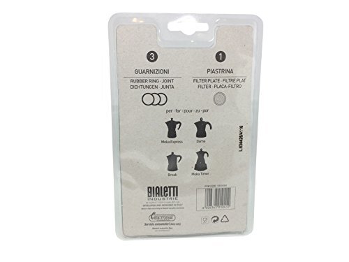 bialetti moka express 6 cup replacement filter and 3 gaskets , white