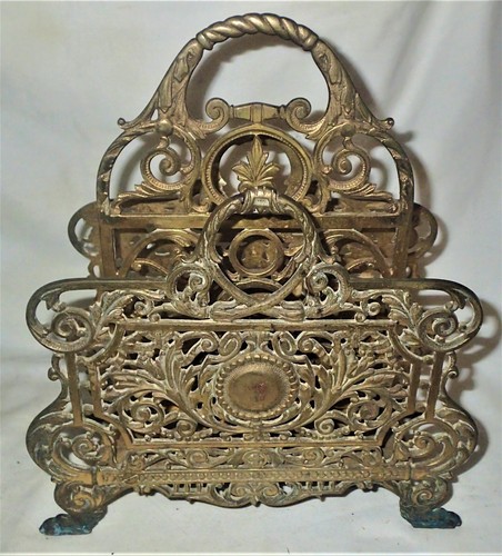 ANTIQUE 1870s VICTORIAN BRADLEY & HUBBARD #3572 CAST IRON BRASS DESK RACK HOLDER - Picture 6 of 12