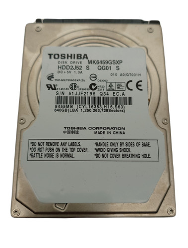 Festplatte Toshiba 640Gb MK6459GSXP 8Mb Cache 5400Rpm Sata II 2,5"Zoll✅