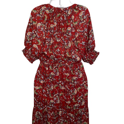 Lascana Dress Womens Size 4 Tiered Smocked Boho Feminine Cottagecore Country Red - Picture 7 of 14