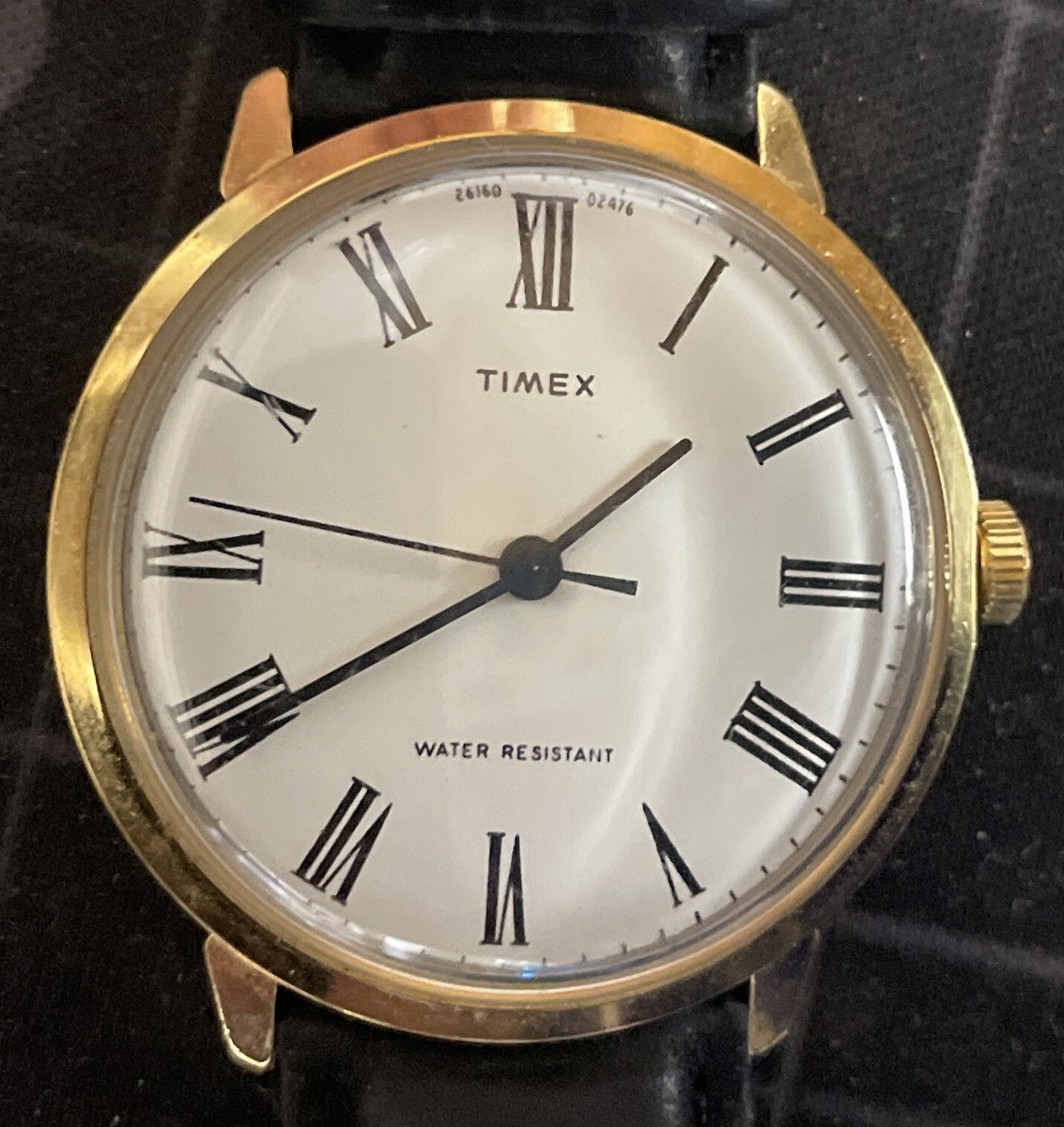 vintage an•an no.41 Timex Marlin White Roman Numeral Dial Vintage 1976 Manual Wind