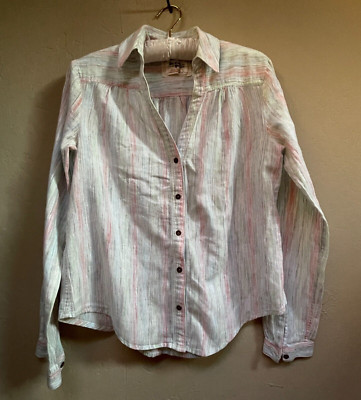Anthropologie Holding Horses Shirt Top Button Down Long Sleeve Size 6 Gray Pink