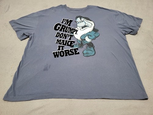 Disney Grumpy I'm Grumpy Don't Make It Worse T-Shirt Mens Size 3XL Blue ...