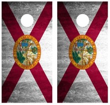 Grunge Florida Flag Cornhole Board Wrap LAMINATED Wrap Decal Vinyl Sticker 3788