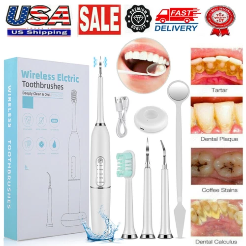 Ultrasonic Tooth Cleaner Tartar Plaque Remover Electric Dental Whiten Kit Scaler - Picture 1 of 18
