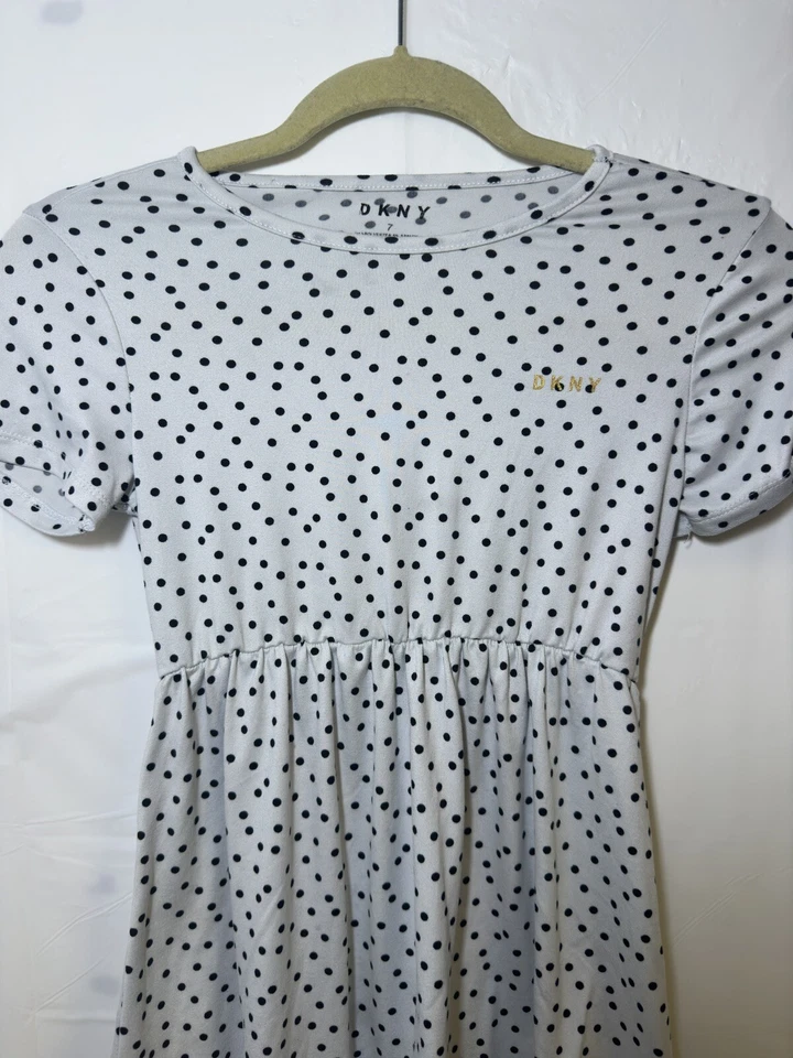 Black & White Polka Dot DKNY (Donna Karan) Dress Girl Size 7 #15 - Image 2 of 4