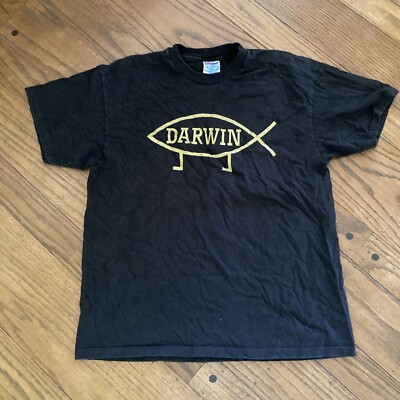 Vintage Darwin Fish Evolution Feet T Shirt 90's XL Atheist Hanes