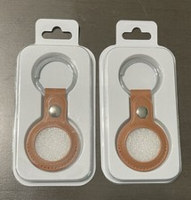2 AirTag Holder Leather Shell With Steel Ring