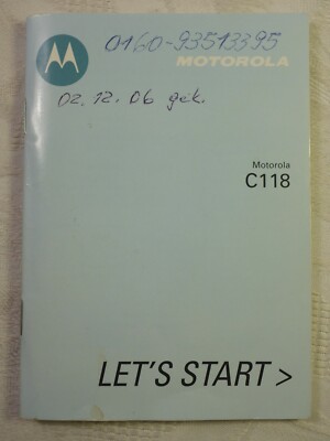 Bedienungsanleitung Gebrauchsanleitung Handy Mobiltelefon Motorola C118 deutsch