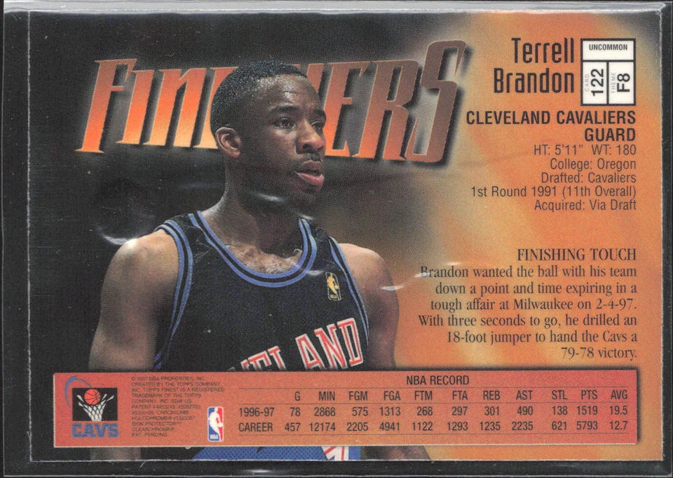 Terrell Brandon 1997-98 Finest #122 Cleveland Cavaliers - Image 2 of 2