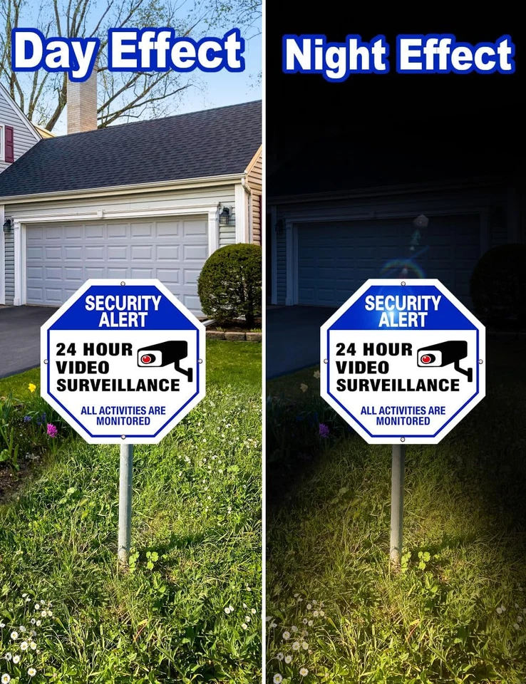 Video Surveillance Sign, 4-Pack Security Camera Sign, Reflective and Waterproof - Image 4 of 4