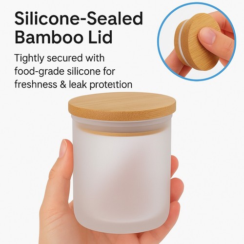 Candle Containers Jars Bamboo Lids Frosted for Candle Making, 15 Set of 7 OZ - Picture 11 of 16