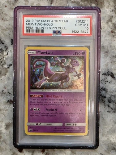 Pokemon Mewtwo Pin Collection SM214 Hidden Fates PSA 10 Beautiful Orb Swirl