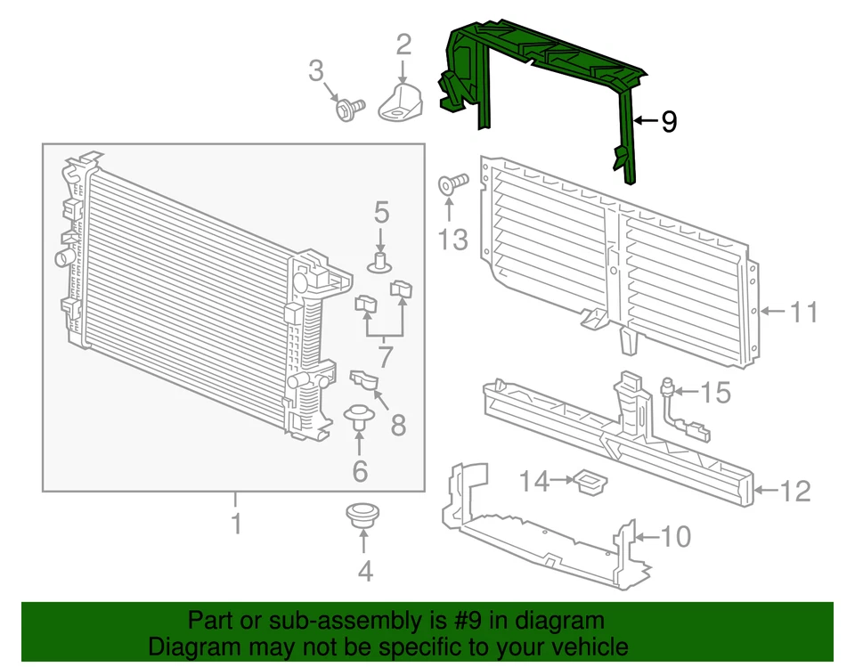 Deflector de aire de radiador superior genuino GM 84618991 Foto 3 de 3